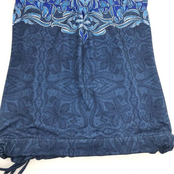 Athleta Tinker Tank Blue Paisley Print Drawstring Waist Activewear Athletic Top - Picture 7 of 12